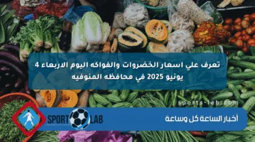 تعرف على أسعار الخضروات والفواكه اليوم الأربعاء 4 يونيو 2025 في محافظة المنوفية